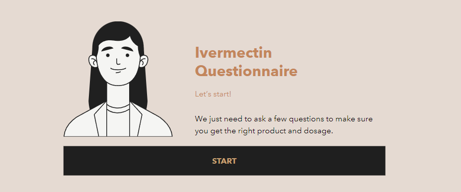 Screenshot showing the start of the Ivermectin questionnaire you need to fill out when you buy Ivermectin online from Seven Cells.