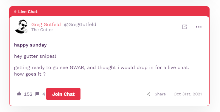 Greg Gutfeld hosts a live chat